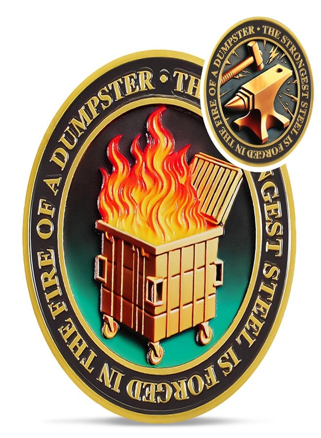 IELCJJ Original Dumpster Fire Challenge Coin - Strong Steel Mini Dumpster Fire Coin - Hilarious Funny Desk Accessories for Work - Coworker Go Away Token - Inspirational Gifts for Men Women Teacher - Image 1